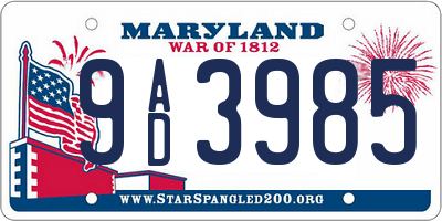 MD license plate 9AD3985