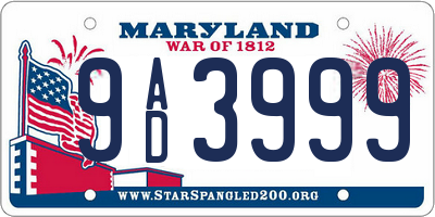 MD license plate 9AD3999