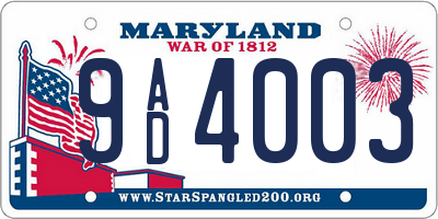 MD license plate 9AD4003