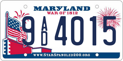 MD license plate 9AD4015