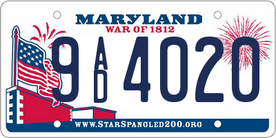 MD license plate 9AD4020
