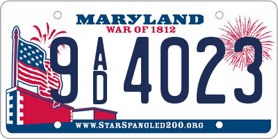 MD license plate 9AD4023