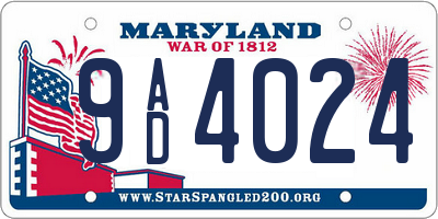 MD license plate 9AD4024