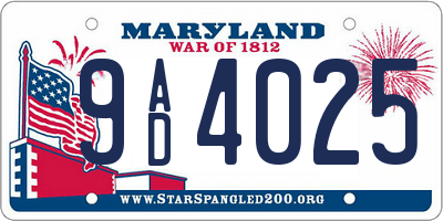 MD license plate 9AD4025