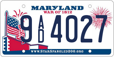 MD license plate 9AD4027
