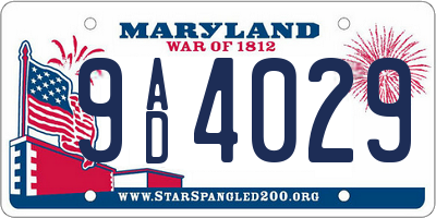 MD license plate 9AD4029