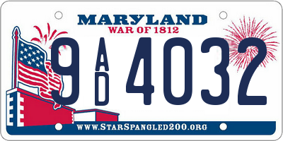 MD license plate 9AD4032
