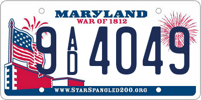MD license plate 9AD4049
