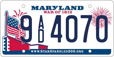 MD license plate 9AD4070