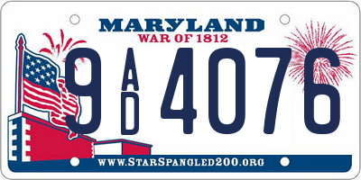 MD license plate 9AD4076