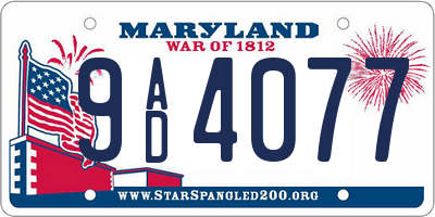 MD license plate 9AD4077