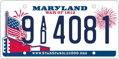 MD license plate 9AD4081