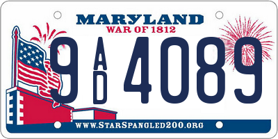 MD license plate 9AD4089