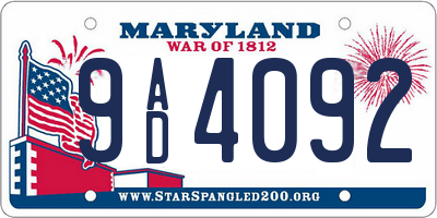 MD license plate 9AD4092