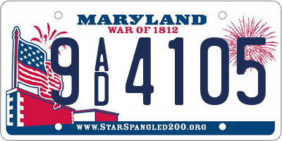 MD license plate 9AD4105