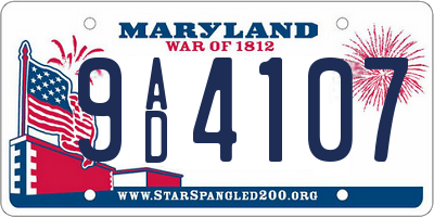 MD license plate 9AD4107
