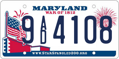 MD license plate 9AD4108