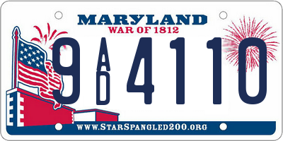 MD license plate 9AD4110