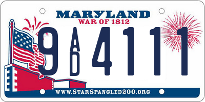 MD license plate 9AD4111