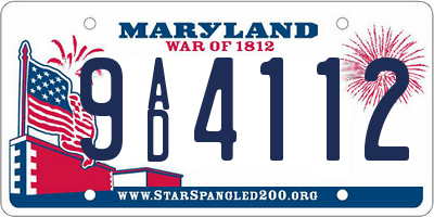MD license plate 9AD4112