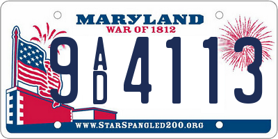 MD license plate 9AD4113