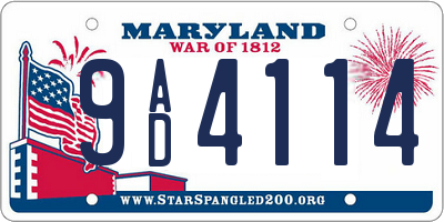 MD license plate 9AD4114