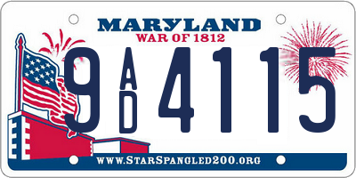 MD license plate 9AD4115
