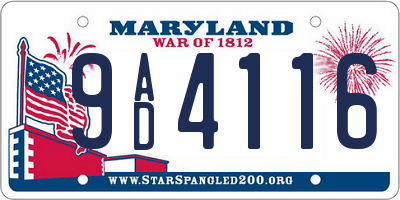 MD license plate 9AD4116
