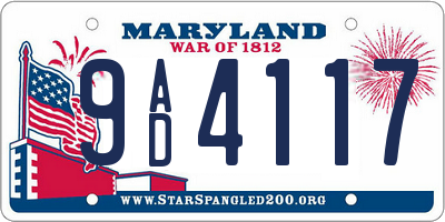 MD license plate 9AD4117