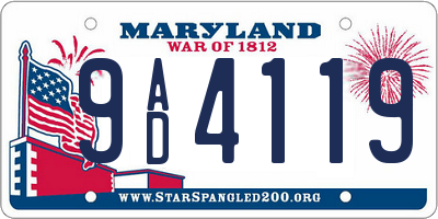 MD license plate 9AD4119