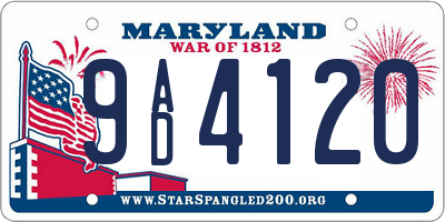 MD license plate 9AD4120