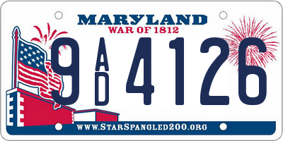 MD license plate 9AD4126
