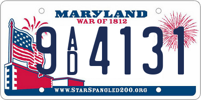 MD license plate 9AD4131