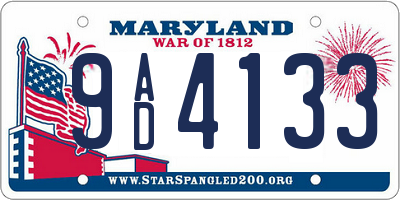 MD license plate 9AD4133