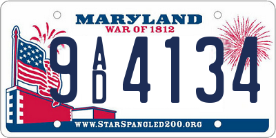 MD license plate 9AD4134