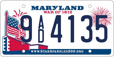 MD license plate 9AD4135