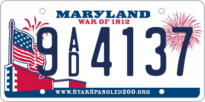 MD license plate 9AD4137