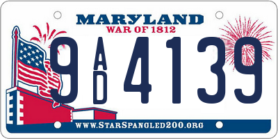 MD license plate 9AD4139
