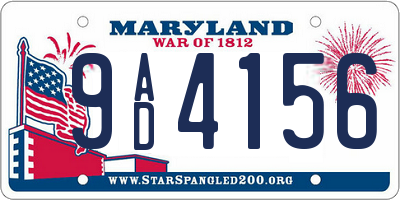 MD license plate 9AD4156