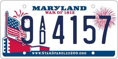 MD license plate 9AD4157