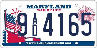 MD license plate 9AD4165