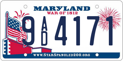 MD license plate 9AD4171
