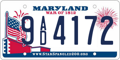 MD license plate 9AD4172