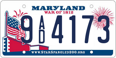 MD license plate 9AD4173