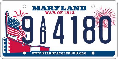 MD license plate 9AD4180