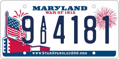 MD license plate 9AD4181