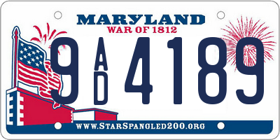 MD license plate 9AD4189