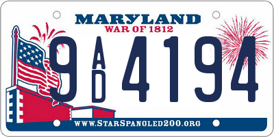 MD license plate 9AD4194