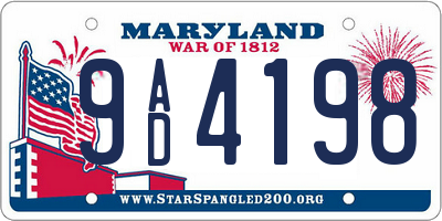 MD license plate 9AD4198