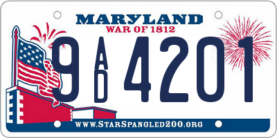 MD license plate 9AD4201